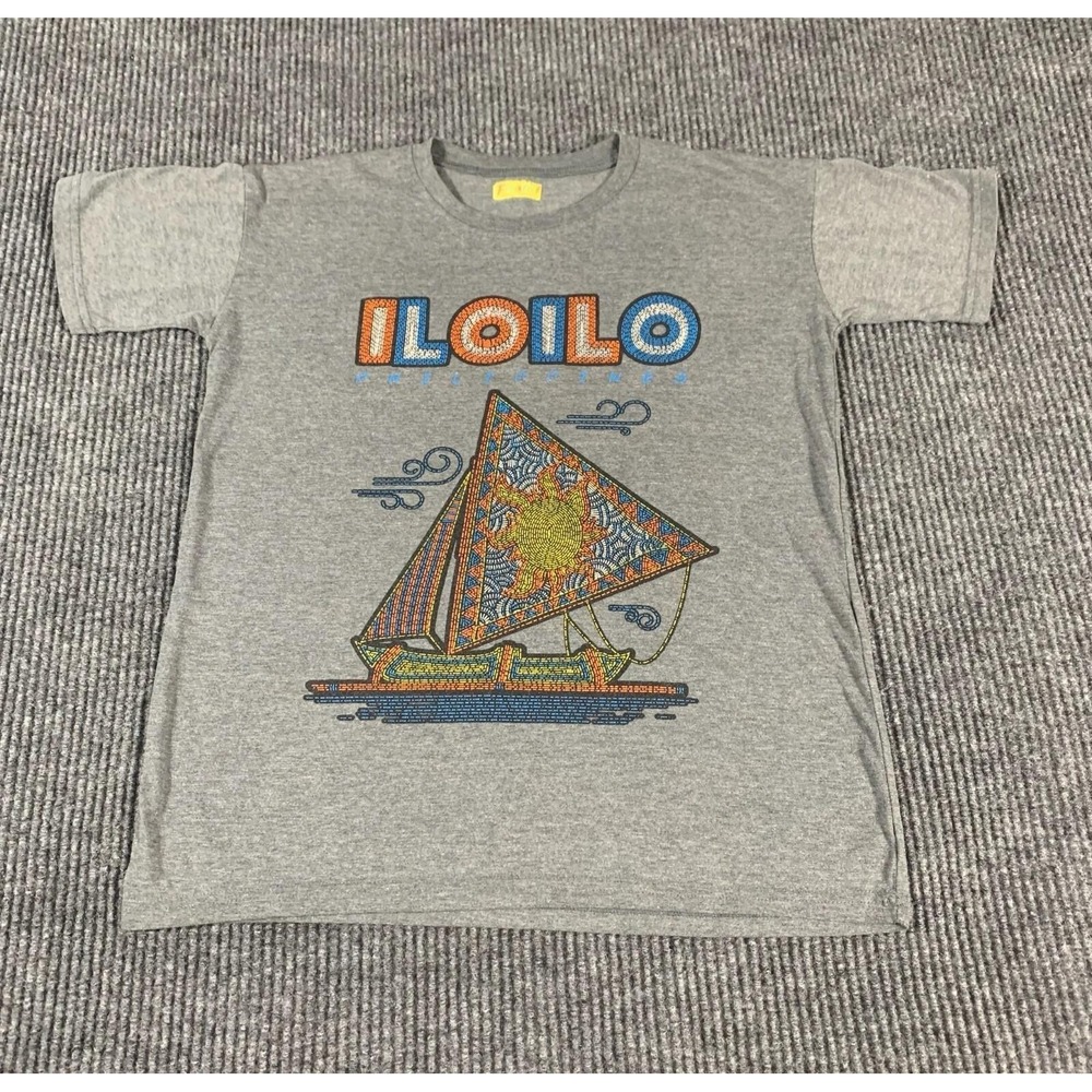 Fiesta T Shirt Mens Small Gray Iloilo Philippines Sailing Nautical Tropical Y2K
